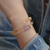 New Chinese-Style Retro Tungsten Beaded Bracelet Yellow Quartz Amethyst Ice Crystal-Women's Gift for Party Occasions