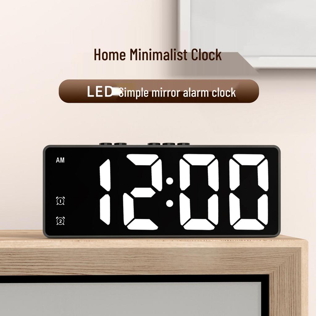 Minimalist Dual-Use LED Alarm Clock with Voice Control and Temperature Display
