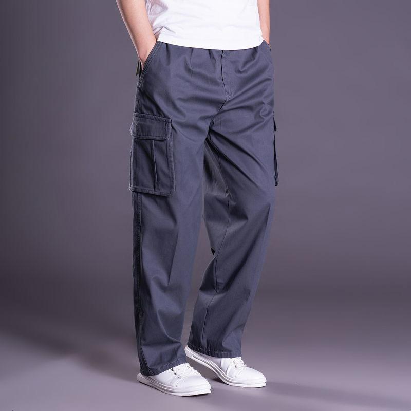 Pants Men's Loose Large Size Straight-leg Pants Men's Pants Cotton Tooling Casual Long Pants