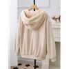 Women's Plus Velvet Hooded Cardigan Jacket - Thick, Loose Fit for Autumn & Winter 2025