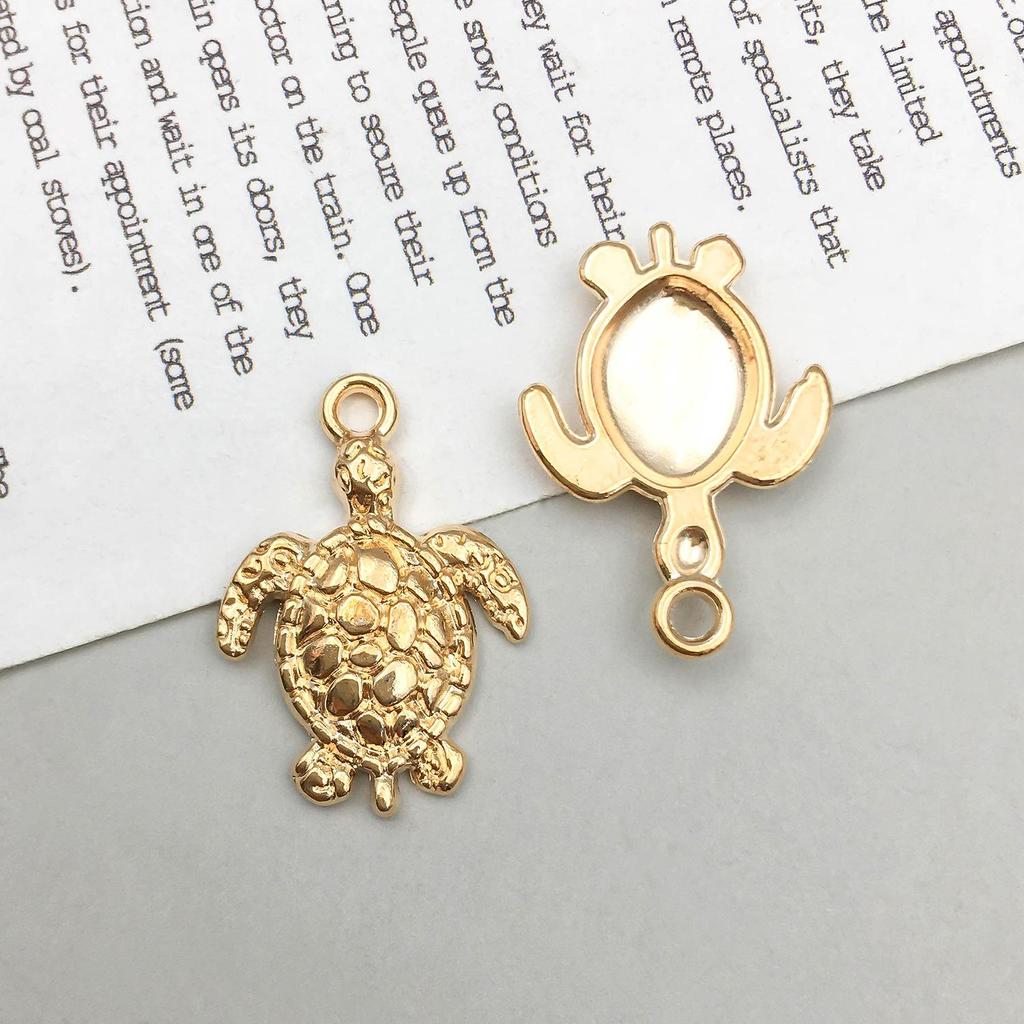 Smíšené přívěsky mořských živočichů ze 16K zlata: Přívěsky ve tvaru mušle, hvězdice, chobotnice, želvy a mušlí pro DIY šperky.