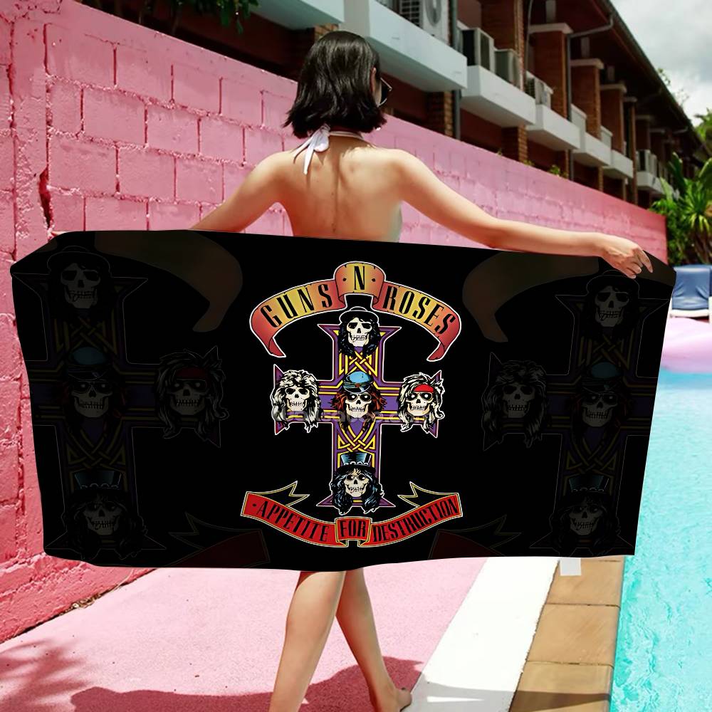 Cool Band G-Guns N-N R-Roses Rock Beach Towel Colorful Bath Towels for Girl Microfiber Custom Sand Free Beach Yoga Spa Gym Pool