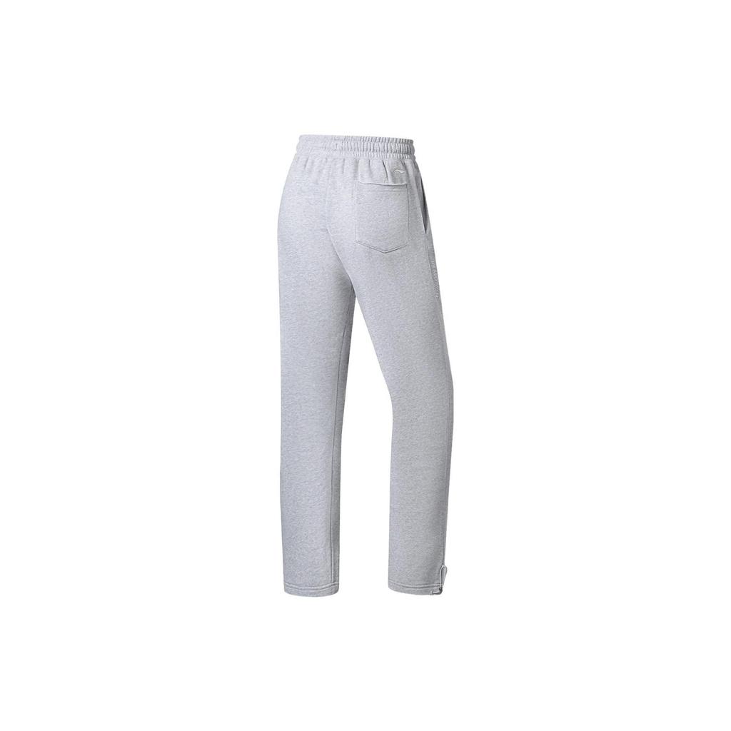 Li Ning Fitness Series Solid Color Straight Leg Fleece Lined Warm Fitting Sports Pants Women pants Light-Gray AKLSB10-5