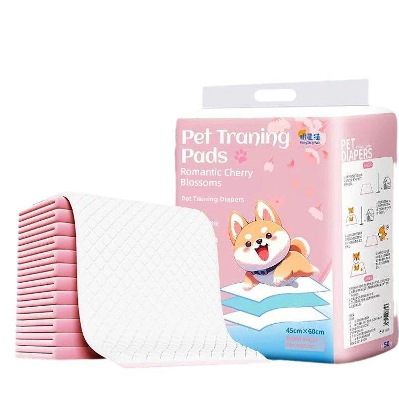 

Dog Urine Pad Diapers Toilet Deodorant Hydrophilic Pad Baby Diapers Thickened 100 Pieces Disposable Diapers Pet Supplies S-small Romantic Cherry Blossom Powder