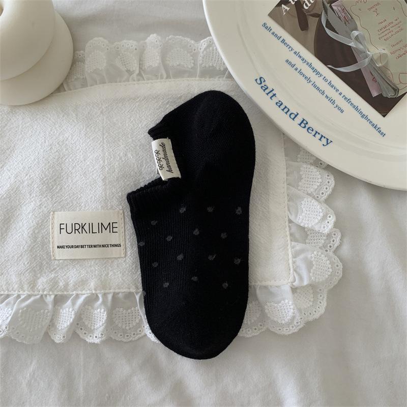 Female Spring and Summer Thin Cloth Mark Dot Preppy Breathable Non Slip Heel Socks