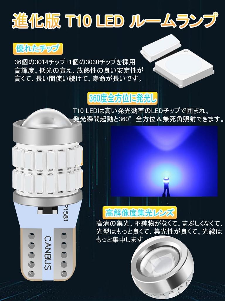 LTONXEN 2024 Newest T10 LED, Blue, Blue Explosive Light, New Lens Collector, Non-Polarity, LED