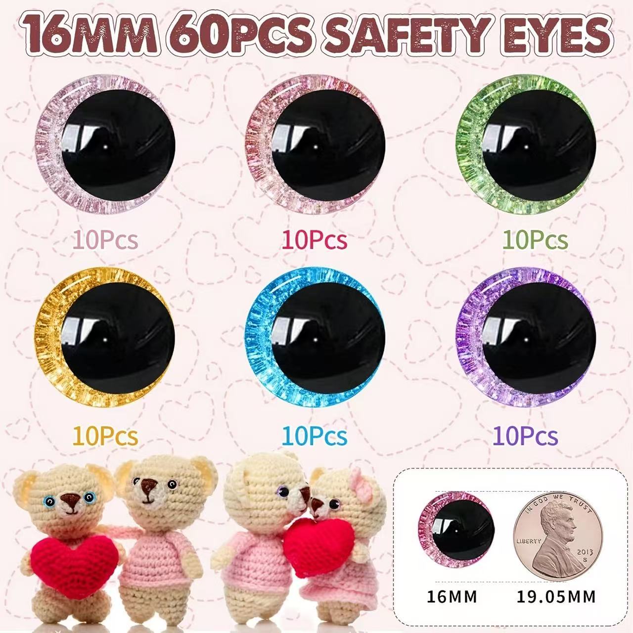 

48 шт./60 шт. Цветные плюшевые игрушки Пластиковые глаза Аксессуары Мультяшные животные Ремесла Глаза DIY Изготовление детских кукол Животные 16mm