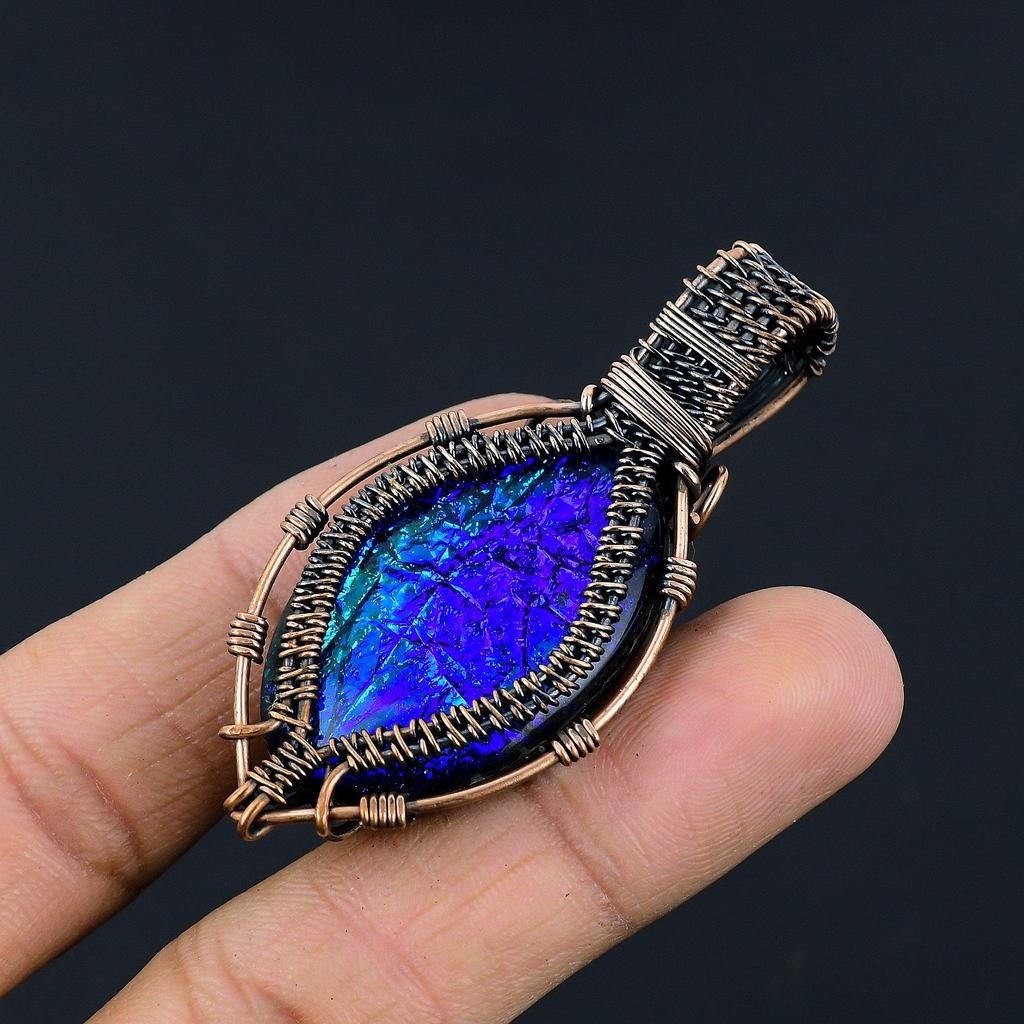 Australian Triplet Opal 999 Copper Wire Wrapped Pendant, Handmade Gemstone Jewelry Pendant Gift For Birthday