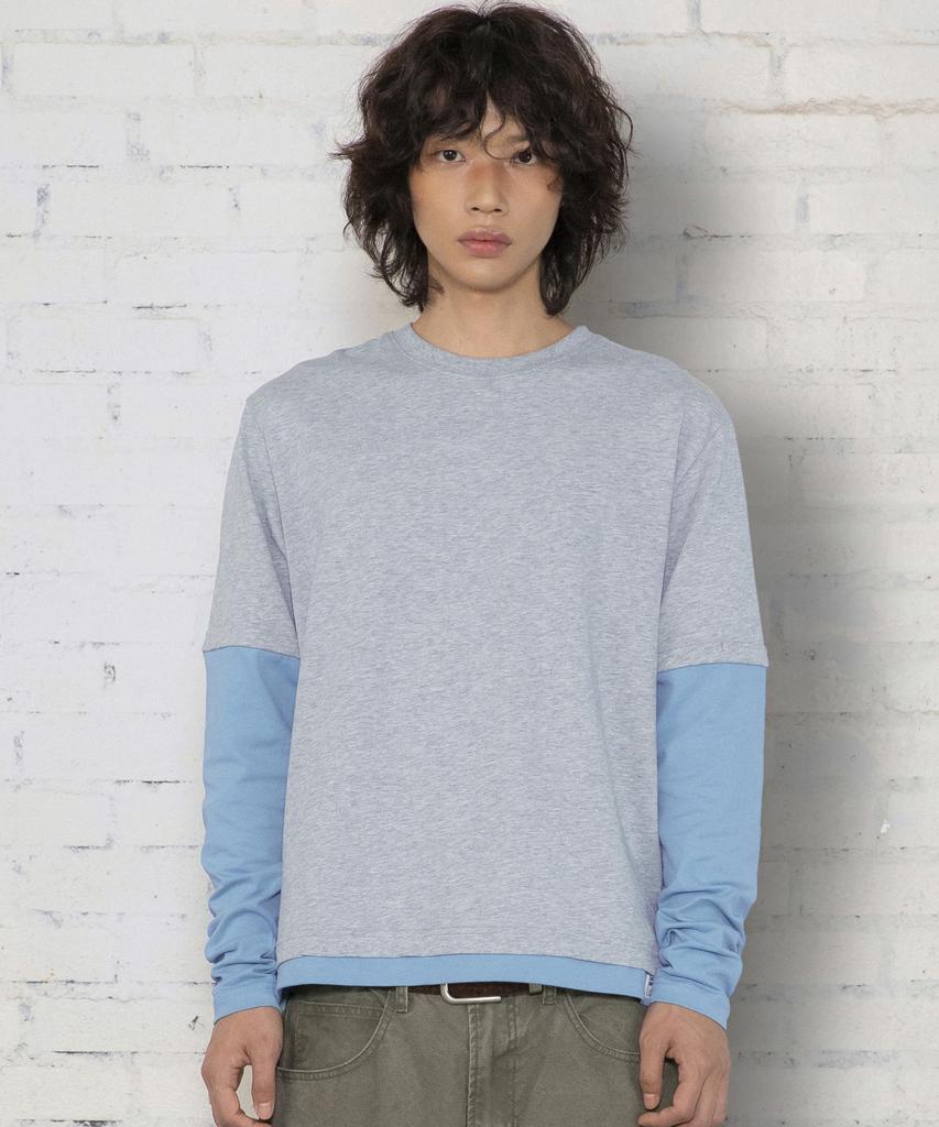 XTONZ Xtt166 Roll-Up Layered Crop Long Sleeve (Gray)