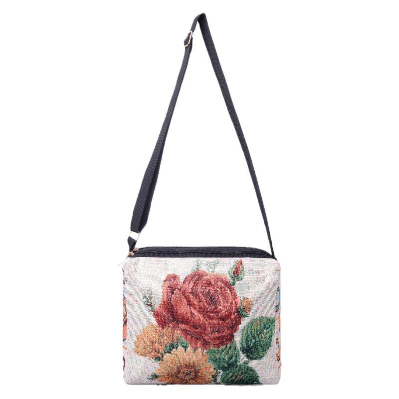 Bolsa Bordada Dupla Face Estilo Étnico, Bolsa Quadrada Pequena Feminina, Bolsa Transversal, Bolsa Pequena Leve, Bolsa de Viagem