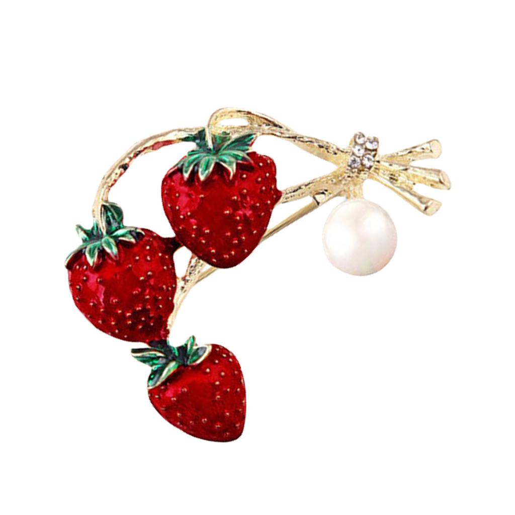 Unique Rhinestones Strawberry Brooch Pin Delicate Fashion Accessory Portable for Clothing and Bags Decoration Casual Wear