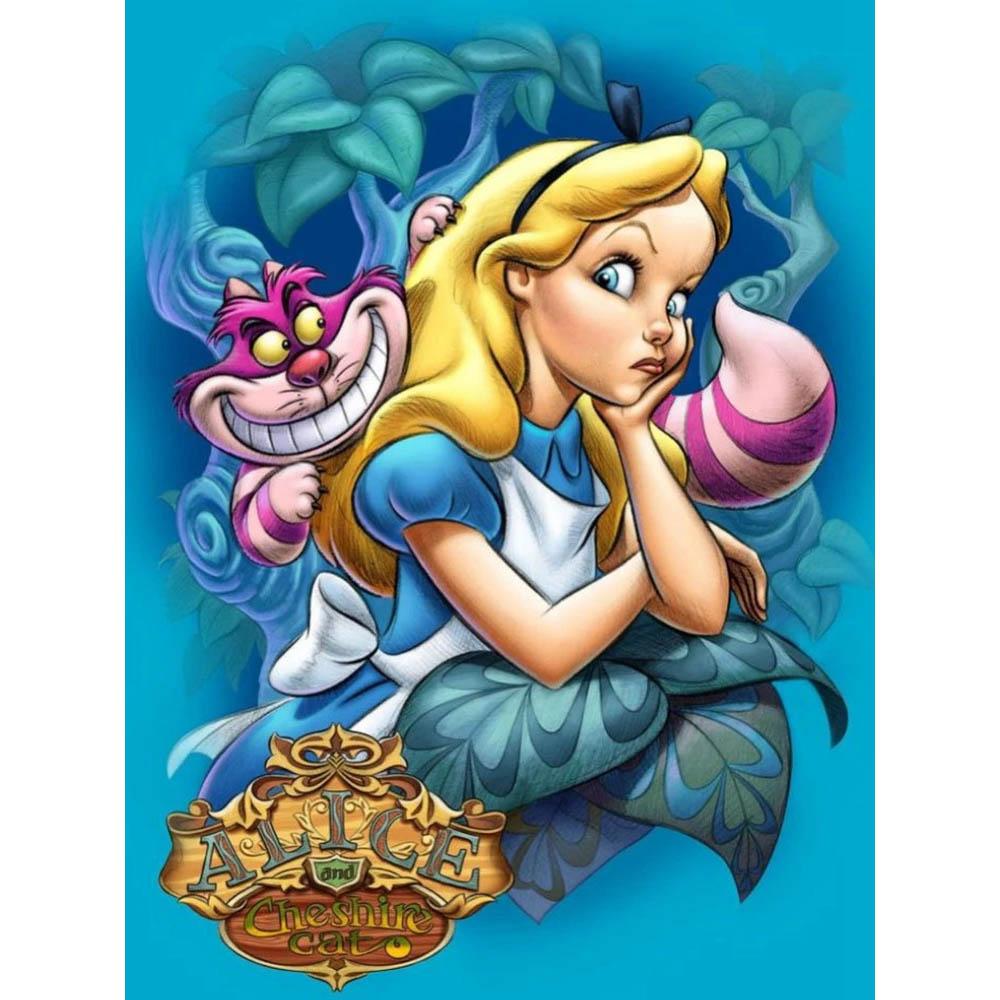Alice In Wonderland 5D DIY Diamond Painting Mosaic Disney Cartoon Art Cross Stitch Embroidery Rhinestones Home Decor Kids Gift
