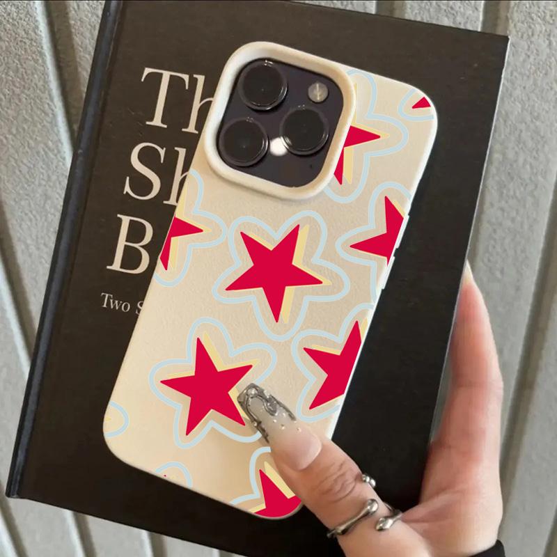 Fashion Red Star Pattern Phone Case For IPhone 17 16 15 14 Plus 13 12 11 Pro Max Case 16E 17Air Shockproof Soft Silicone Cover