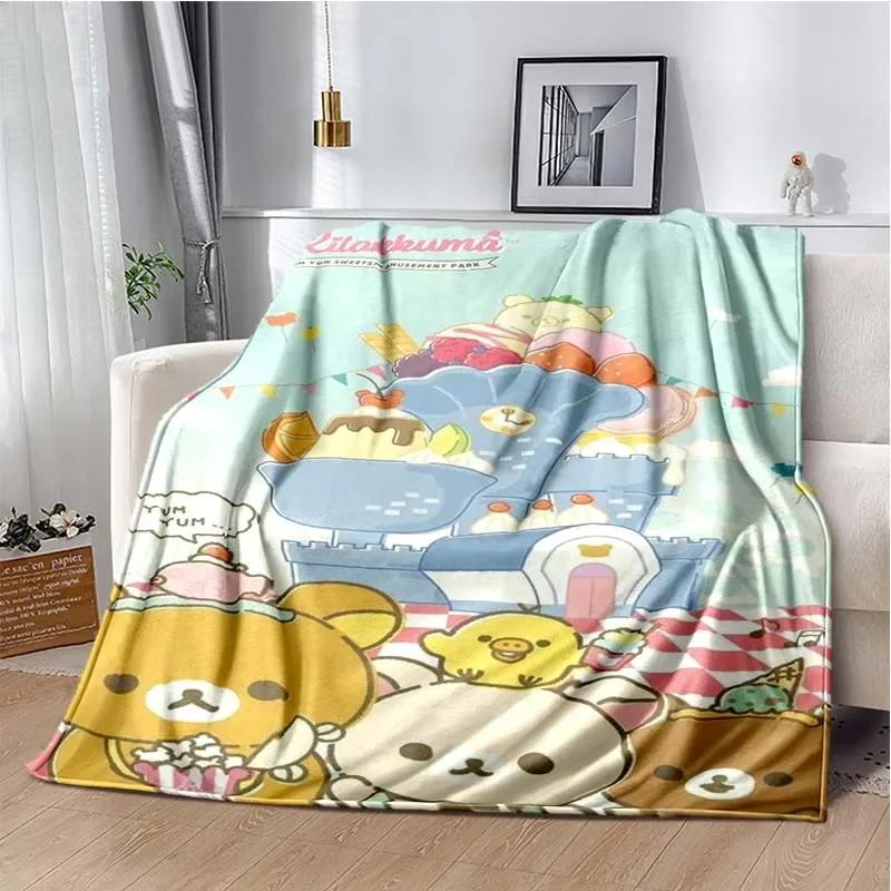 Cartoon Rilakkuma Anime Throws Blanket Sofa Home Hiking Picnic Bed Kid Super Soft Cute Kawai Flannel Blanket Power Birthday Gift