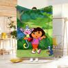 2DHand drawn Cartoon D-Dora the Explorer Throw Lightweight 240g Flannel Blanket Soft Skin-friendly for Summer Cooling