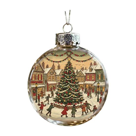 Vintage Christmas Baubles Plastic Hanging Ornaments with Classic Holiday Designs Festive Tree Decor for Home Office Party