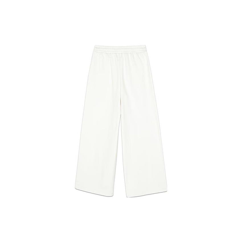Skechers Yazan Series Solid Mid-Rise Straight-Leg Knitted Wide-Leg Casual Pants Women bottoms Cotton-Candy-White L423W153-0074