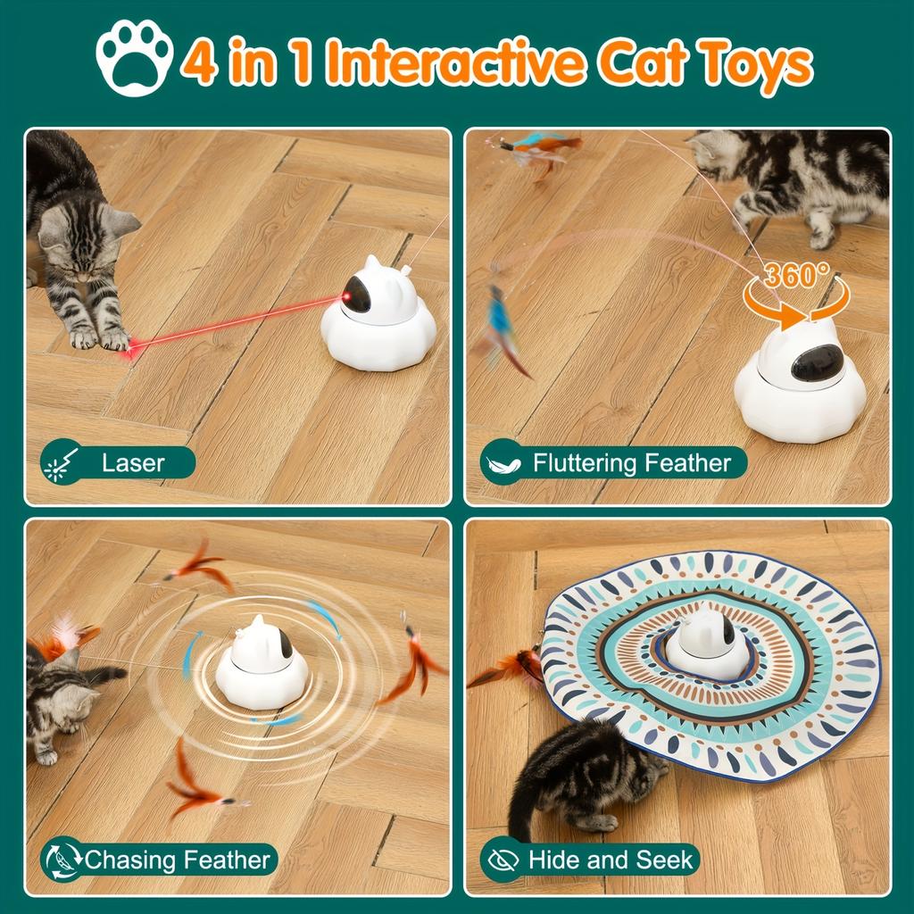 USB Rechargeable Electronic Toys with a Moving Feather, Perfect for Entertaining Bored Cats of All Breeds