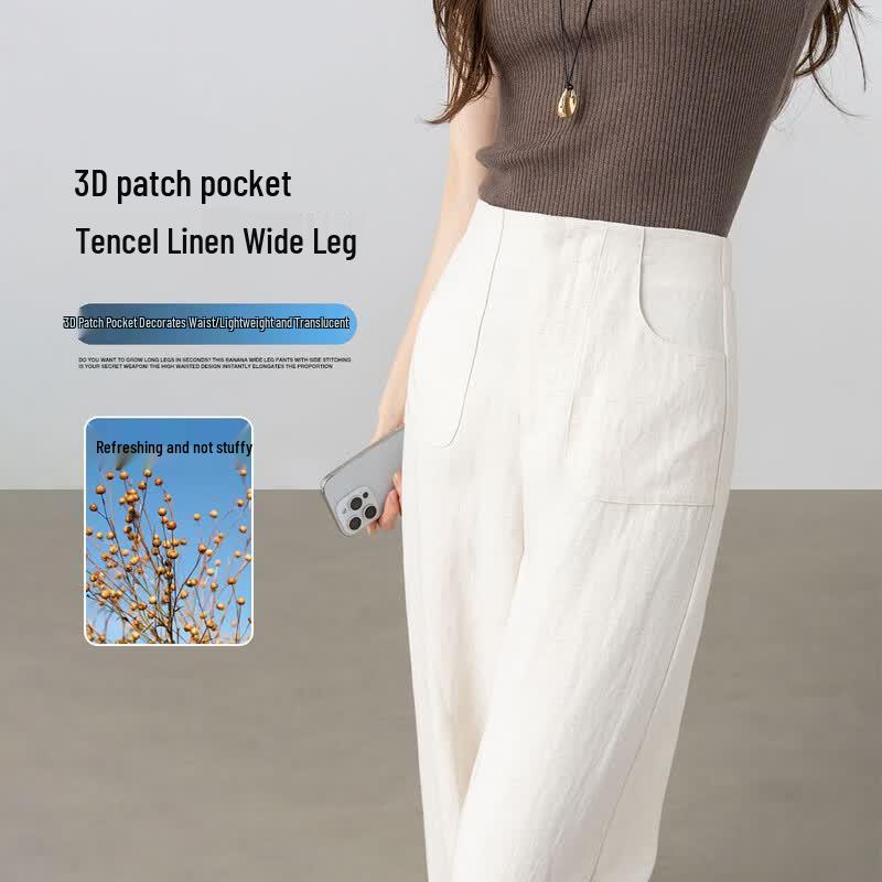 Premium Linen Blend High-Waist Casual Pants