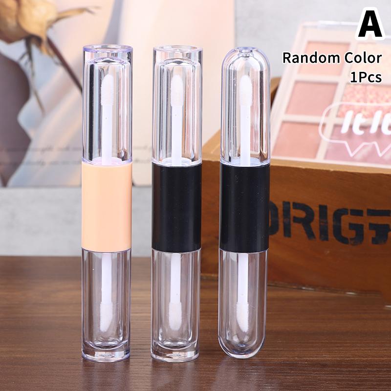 1Pcs Double-Ended 2-In-1 Oval Flat Empty Lip Gloss Tubes With Wand Leak Proof Refillable Packaging Plastic Bottle Travel Kit