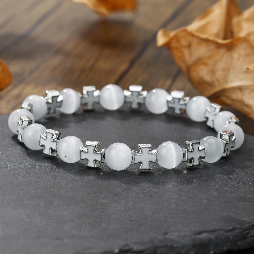 Opal Jewelry Geometric Cross Couple Bracelet Temperament Elastic Bracelet Bracelet