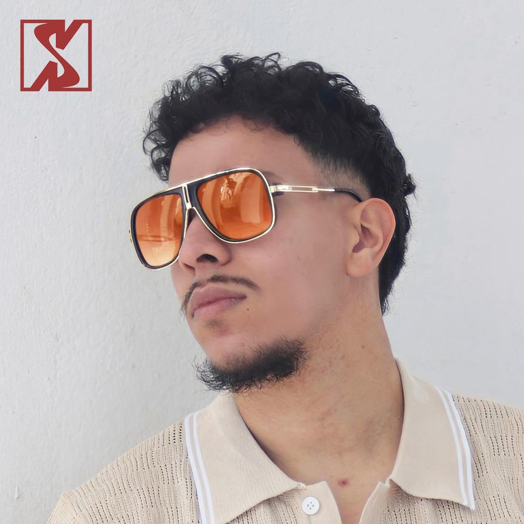 Retro Sunglasses Vintage Oversized Pilot Sunglasses Classic Fashion Mirror Eyewear Unisex [SHEEN KELLY] Men's Women's