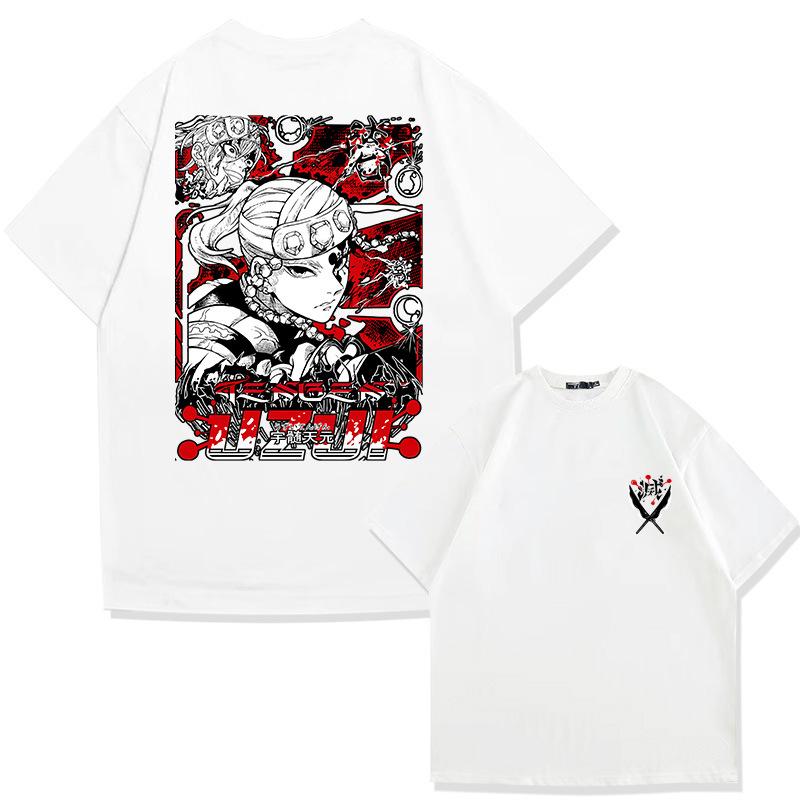 Demon Slayer anime Uzui Tengen graphic print summer men's 100% cotton T-shirt casual breathable trend street men's clothing