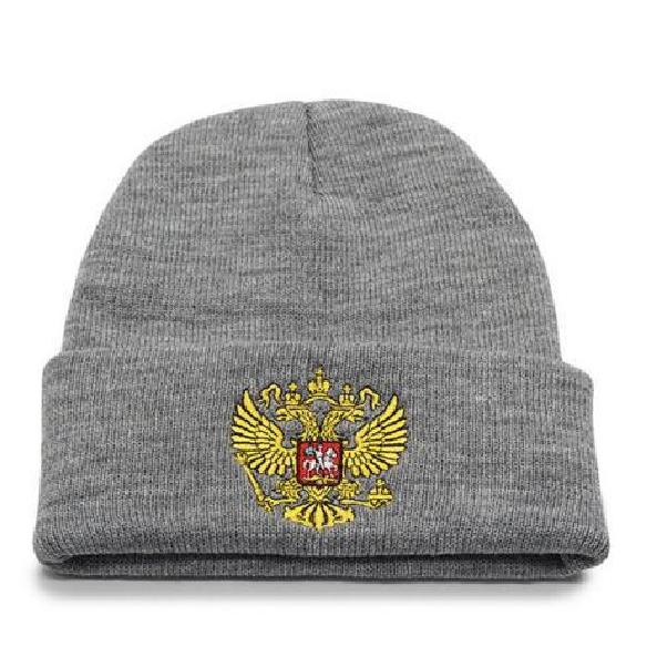 European and American trends in Russia RUSSIA National Emblem Badge Embroidered Knit Beanie Hat Autumn and winter warm hats for men and women