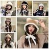 Korean Style Cute Cat Ear Hat Warm Women Fluffy Hats Kawaii Faux Fur Bucket Hat  Girls