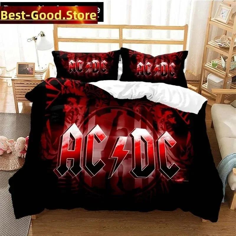 Fashion AC DC Rock Band Bedding Set Printed Bed Set With Pillowcase Bed Duvet Cover Soft Single Double Queen Super King Size