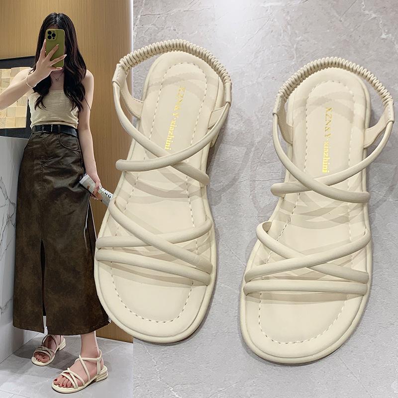 2025 Noua Sandale Romane Plate Femei Zână cu fund moale cu pantofi de plajă rochie