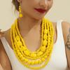 Colorful African Style Multi-Layer Wooden Bead Zircon Sets Chokers Necklace Colorful Bohemian Necklace Earrings Set Party Jewel