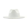 Autumn Winter Womens Felt Hat Fedoras Big Brim Hats For Women British Style Vintage Church Hats Lady Flat Brim White Jazz Cap