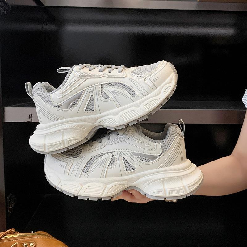 Mesh dad shoes women's summer 2025 new thin breathable thick-soled versatile height-increasing lightweight casual sports shoes