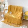 Tassel Blanket 100% Acrylic Bedside Towel Solid Color Plaid Knitted Blanket Nap/Travel Shawl Home Sofa Towel manta