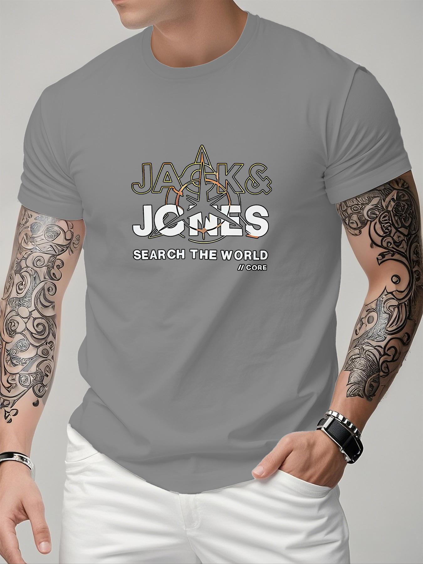 

JACK JONES Print Men s T-Shirt Leisure Fashion Short Sleeve Cotton Tees High Quality Luxury Brand T-shirt Summer Streetwear Y2k+ 4XL