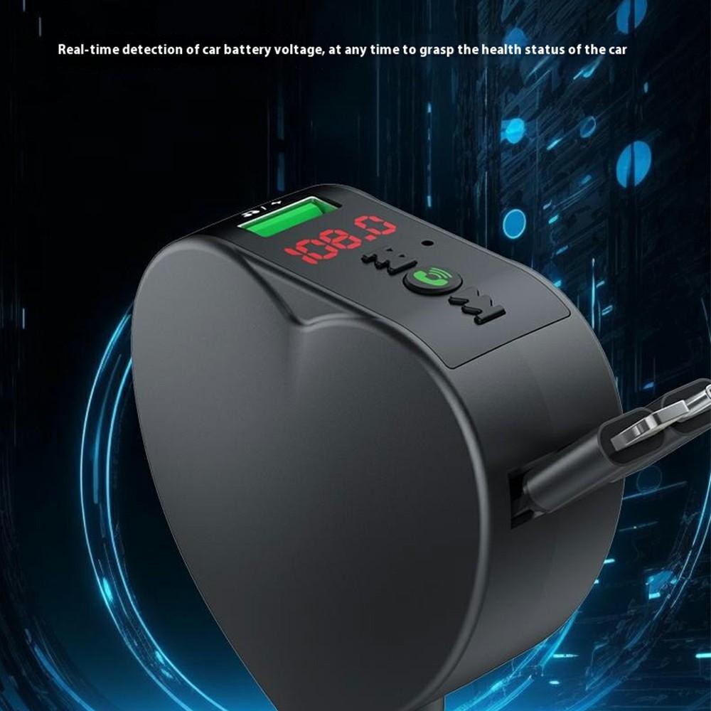 Y2 Car Bluetooth-compatible MP3 Player Voltage Monitor Hands-Free Call Adapter with Type-C + iP Retractable Cables