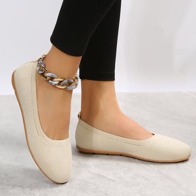 Spring and Summer Women's Footwear Round Toe Knitted Flat Single Palm Soft Bottom Yellow Bean Shoes