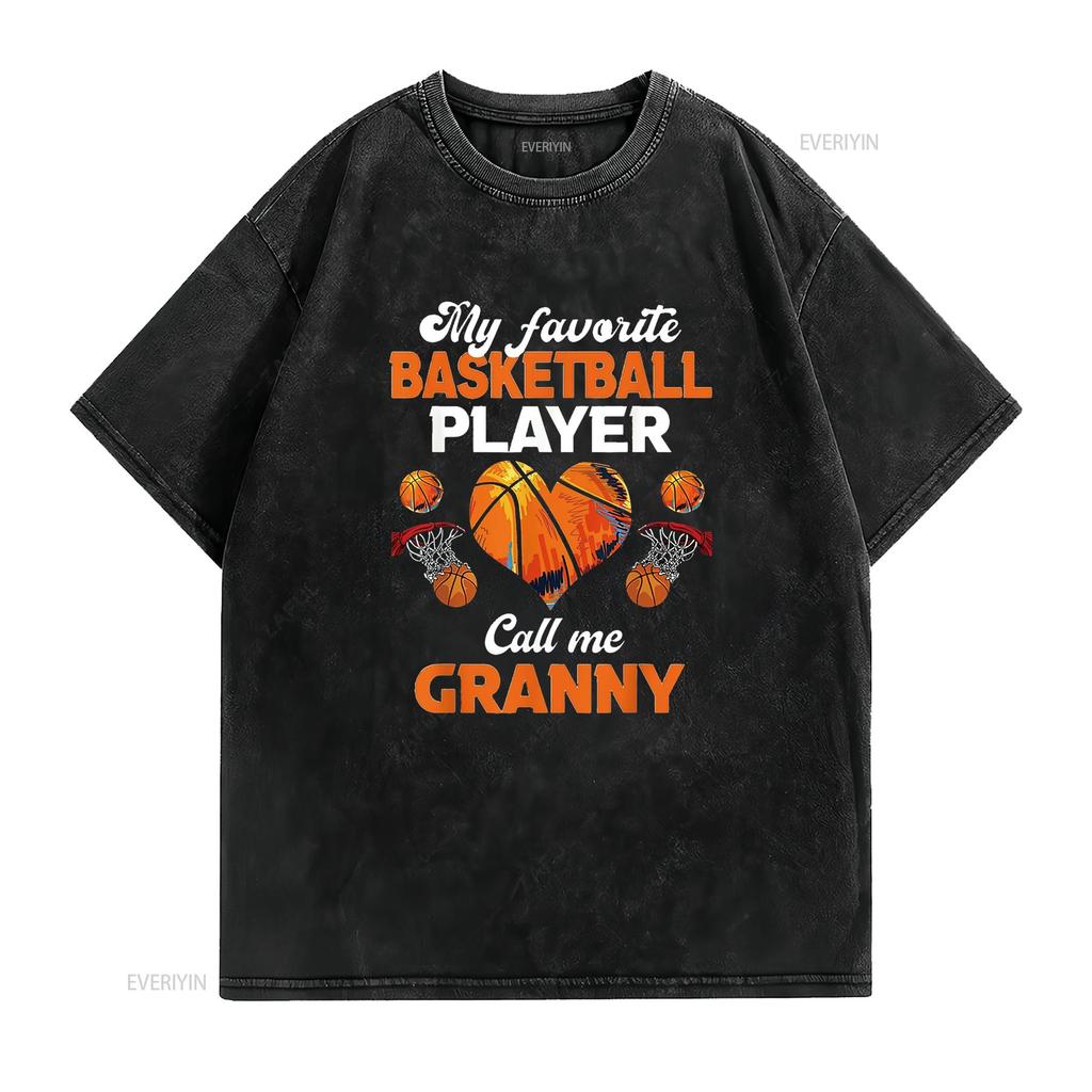Womens My Favorite Basketball Player Calls Me Granny T Shirt Black 2XL vintage Washed Slightly Versatile Casual