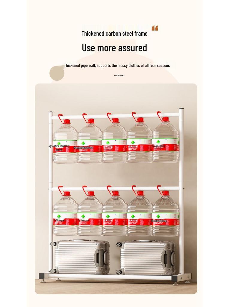 Single-Layer Clothes and Hat Rack for Bedroom or Balcony - Floor-Standing Design