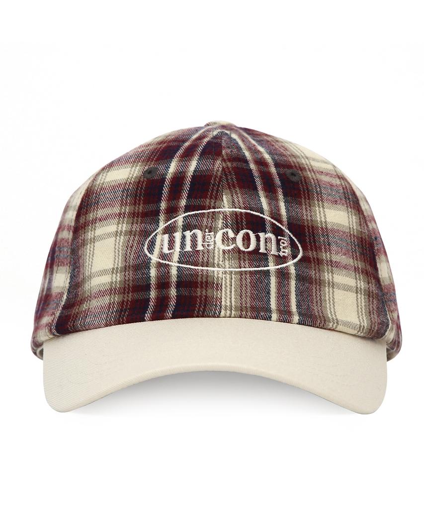 Eondeokeonteulol Check Pattern Ball Cap R Cross Logo / Classic B B / Wine Check