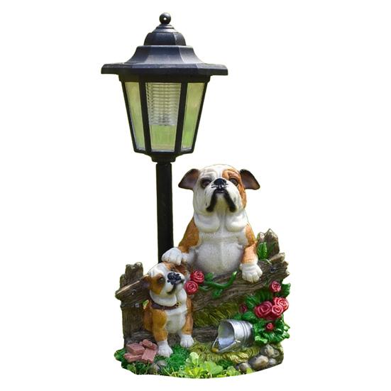 Garden Statue with LED Solar Lamp Weather Resistant Automatic Charging Outdoor Patio Sculpture Decor LED Light