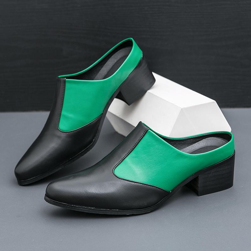 Fashion Men Half Dragged Leather Shoes British One Step Casual Comfortable Fashion Leather Shoes Men Business Brand Shoes Size 38-46