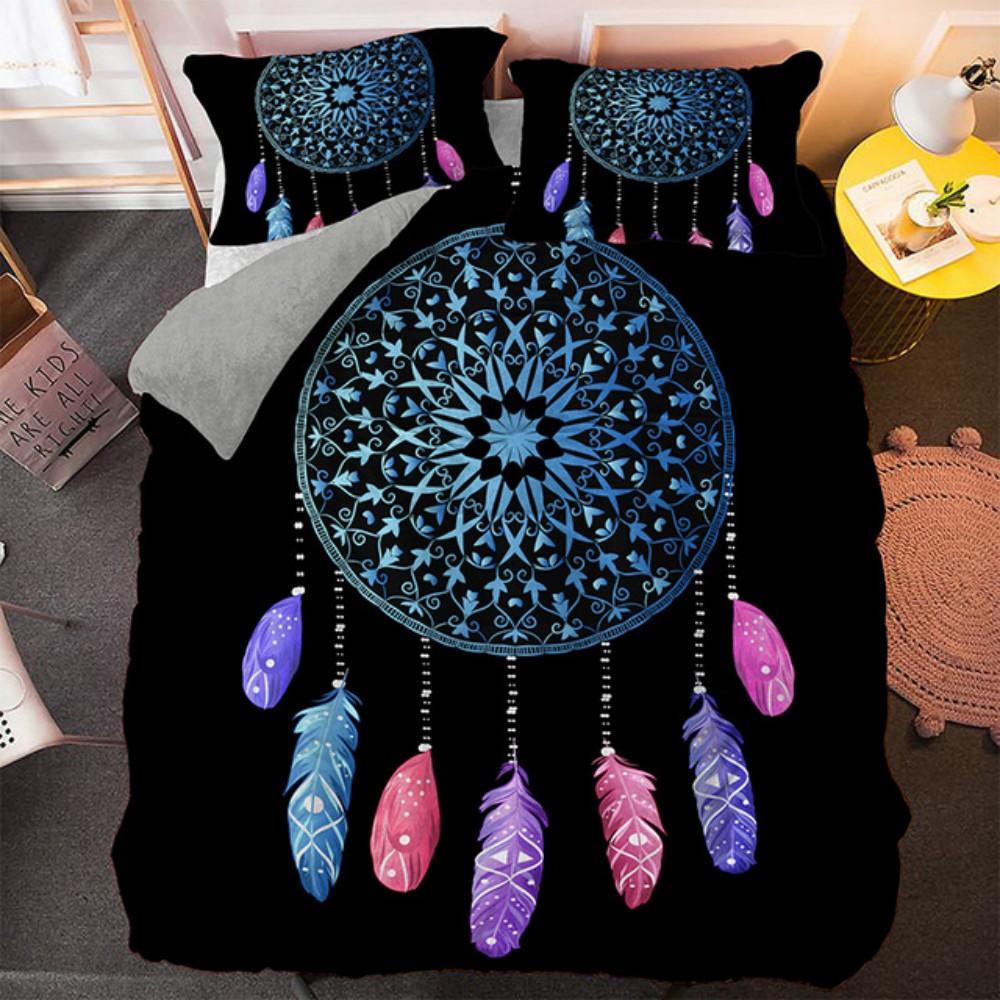 Bohemian Dream Bedding Set King Queen Size Colorful Catcher Duvet Cover Set with Pillowcase Polyester Bed Linen for Teens Girls