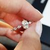 1 Karat oval geschliffene Moissanit-Ringe für Damen Funkelnder Diamant 925er Silber Verlobung Ehering Schmuck Mit
