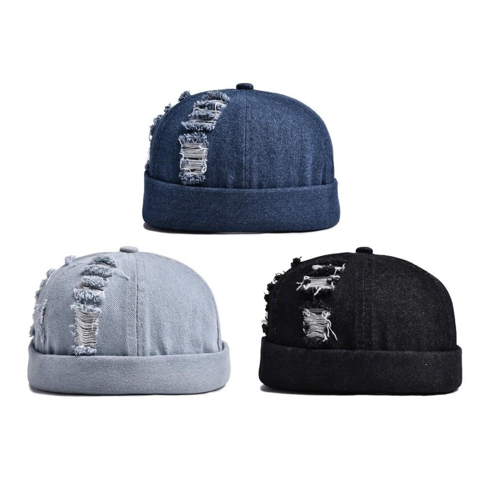 Denim Brimless Hat Dome Bucket Cap Simple Melon Docker Cap Streetwear