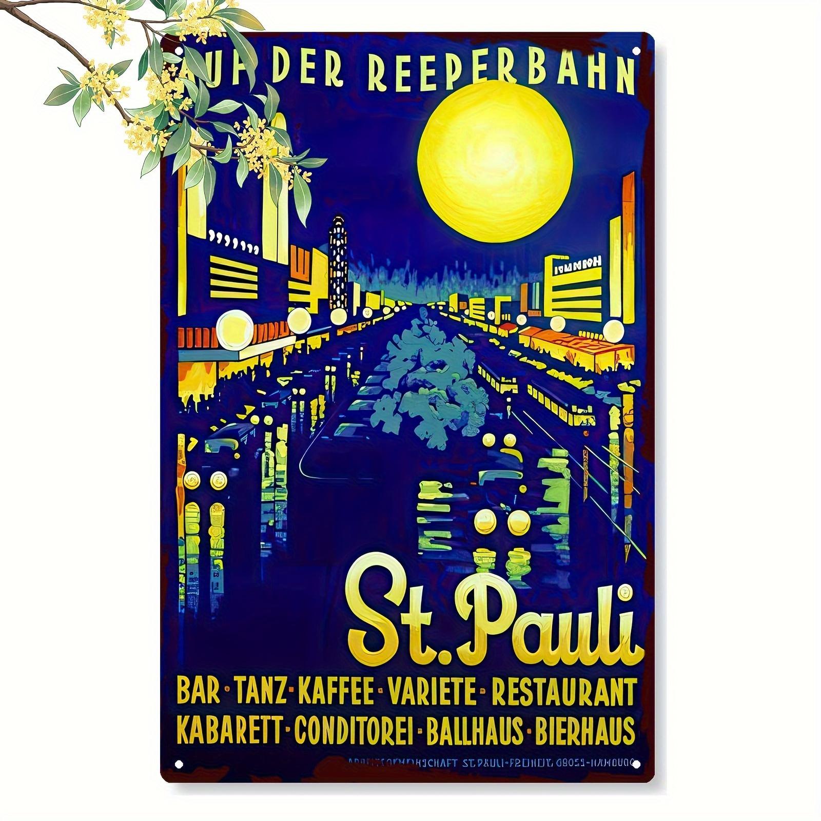 

Vintage 1936 Hamburg Reeperbahn Metal Tin Sign Retro German Nightclub Bar Wall Art Durable Metal Poster for Home Cafe 20x30cm（7.8x11.8inch）