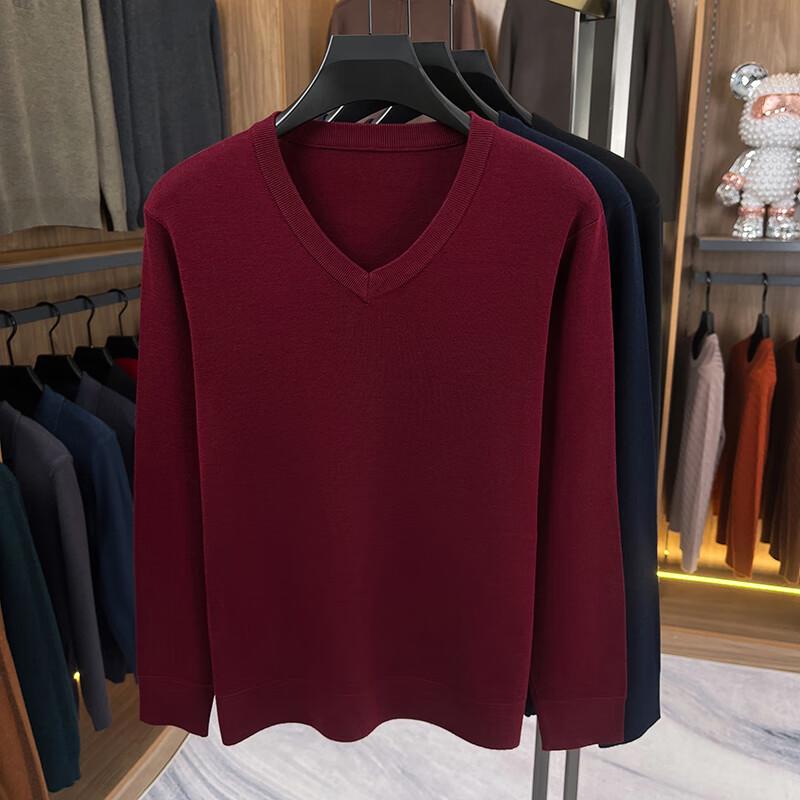 

YILITENG Men s V-Neck 100% Wool Business Casual Sweater 3XL