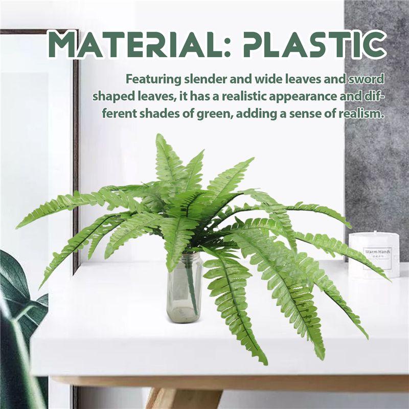 A84X-4X UV Resistant Lifelike Artificial Boston Fern, Artificial Ferns For Outdoors, Faux Ferns Fake Ferns Artificial Plants
