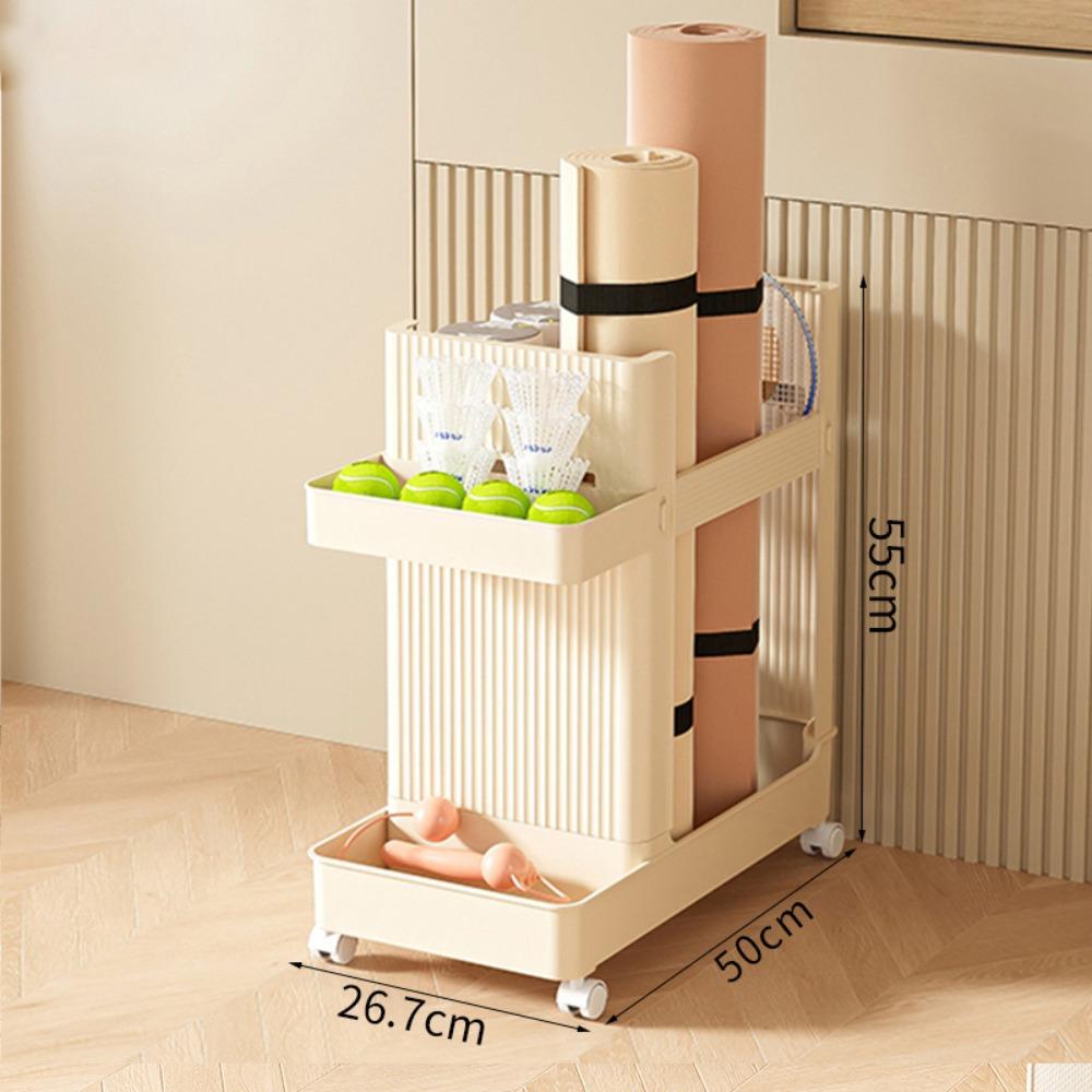 Multifunctional Sports Equipment Storage Rack with Wheels Sports Tools Organizer  Fitness Equipment